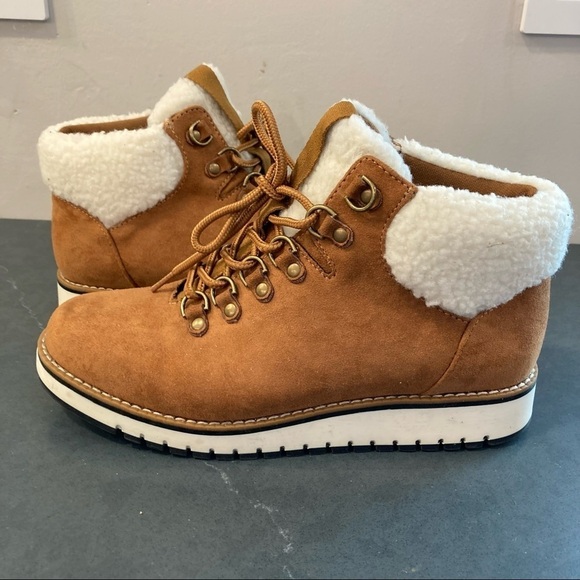 Sonoma sz 7 chestnut faux suede faux fur cuff booties - Picture 3 of 16